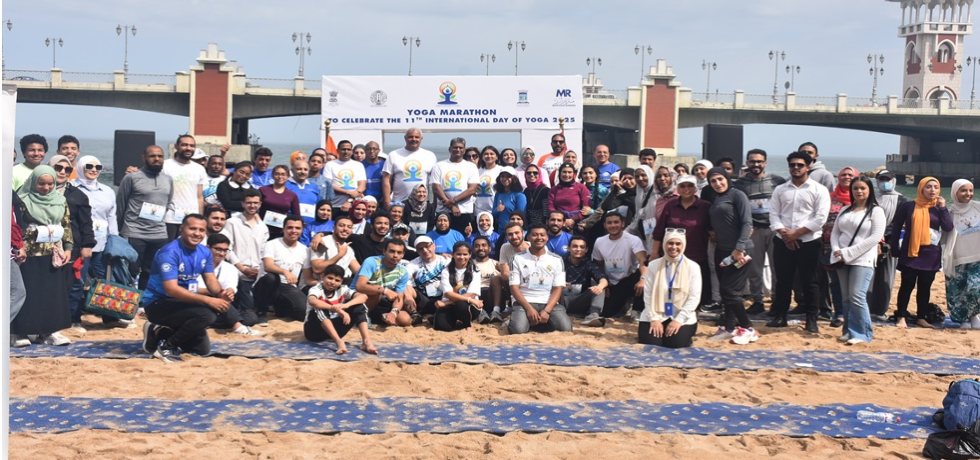 To mark the countdown for the IDY, the Embassy of India organized a Yoga Marathon at Stanley Beach in Alexandria on 31 May, 2025